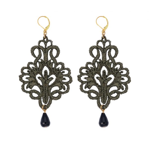 Orecchini Giglio oro nero Tità Bijoux consegna a domicilio con cosaporto