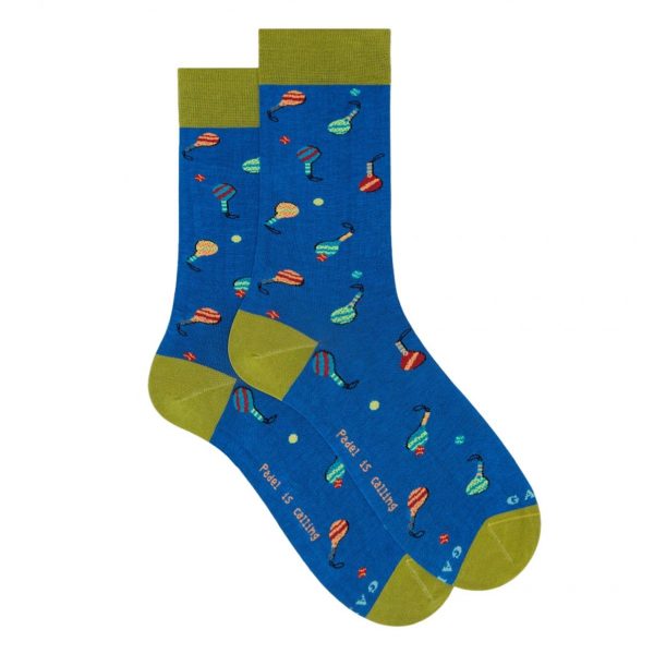 Calze corte uomo cotone leggerissimo blu francese fantasia padel - Gallo 1927